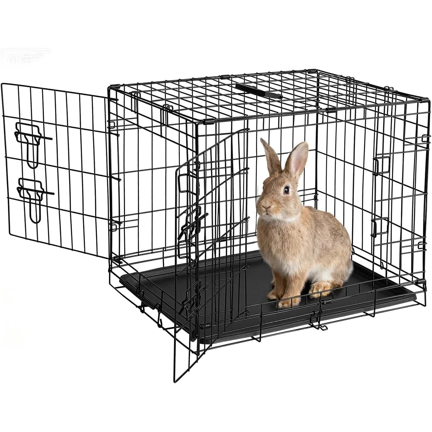 HiMISSCN Portable Folding Rabbit Cage With Slide Out Tray And Dual Doors Durable Metal Habitat For Indoor Small Pets