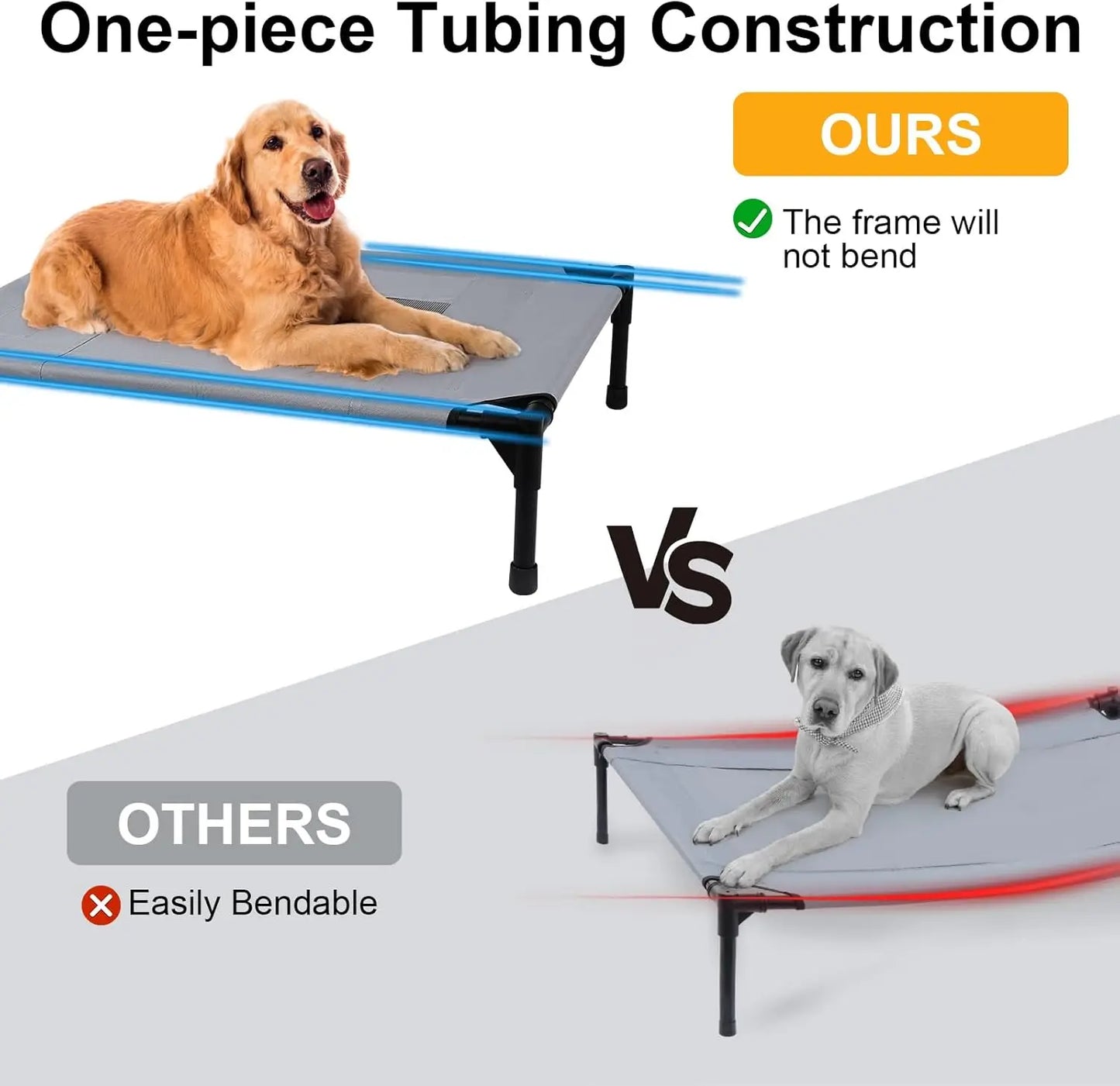 Wn's Day Outdoor Elevated Dog Bed With Chew Resistant HeavyBreathableFabricWrapX
