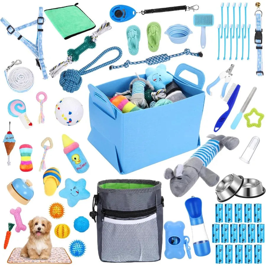 65 Piece Puppy Starter Kit For Small Dogs With Essentials