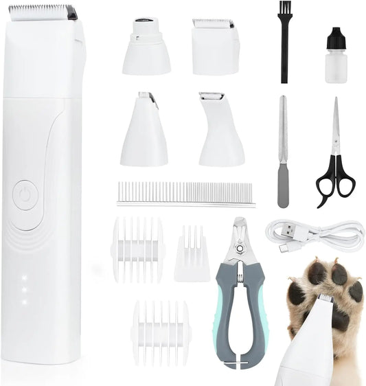 Dog Trimmer Paws 14in1 CordlessGroomingSystem Kit UltraQuietNailGrinder Attachment Clippers