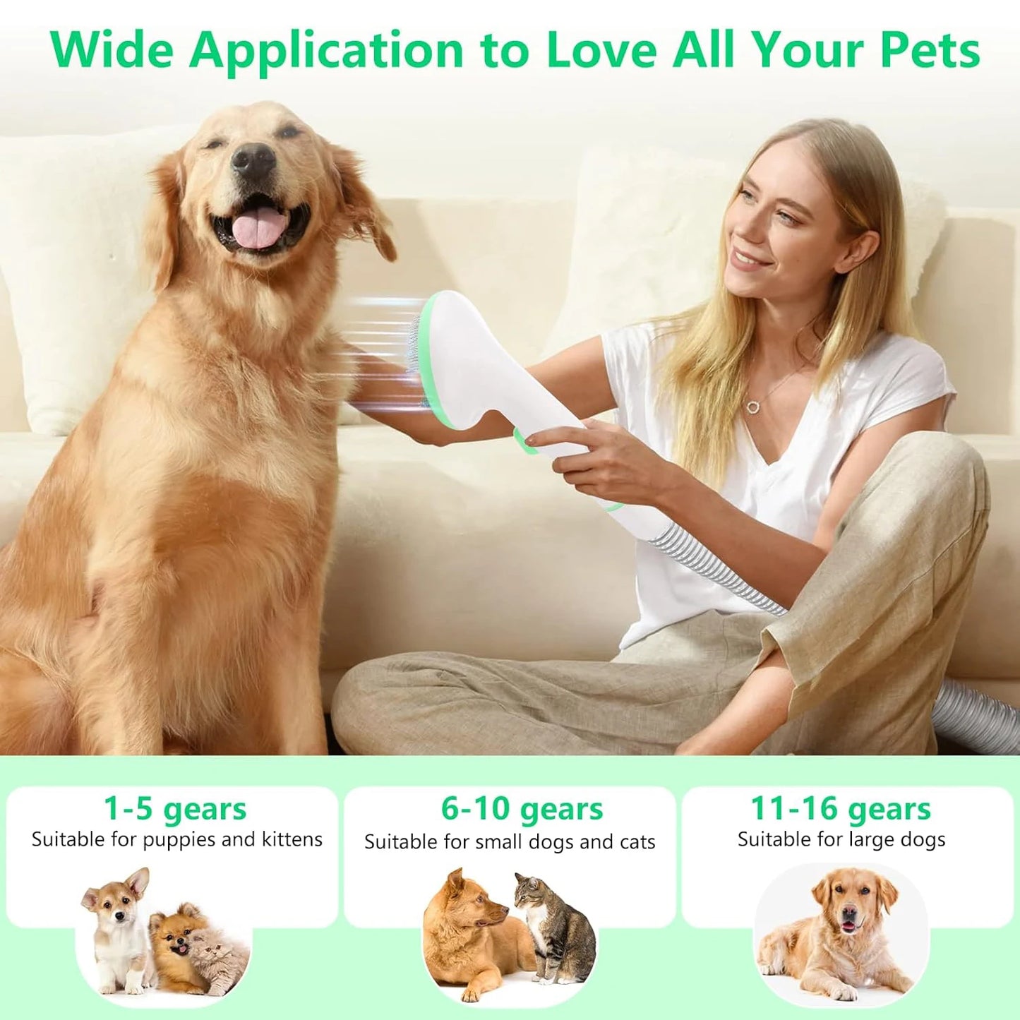 HiMISS Pet Grooming Kit With 2L Vacuum And 5 Tools