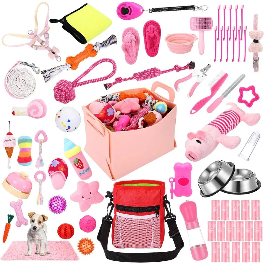 65 Piece Puppy Essentials Starter Kit For Small Dogs