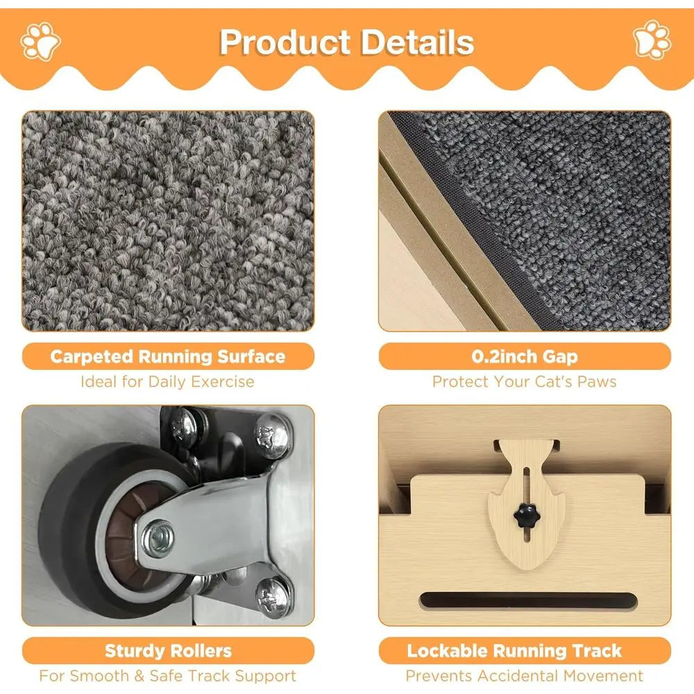 Silent Indoor Cat Exercise Wheel With Removable Carpet