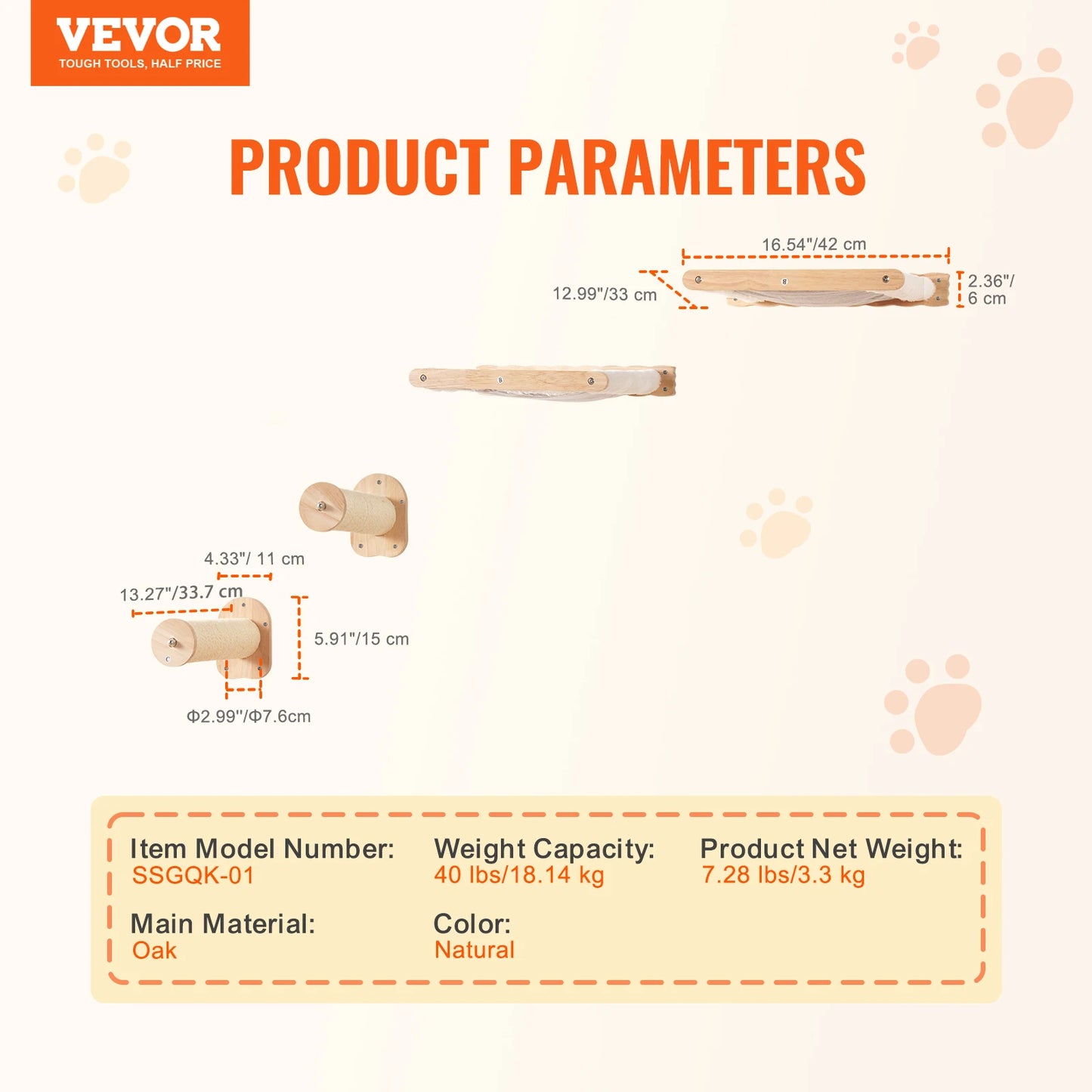 SucceBuy Wall Mounted Cat Shelves and Perches Kit for Cats