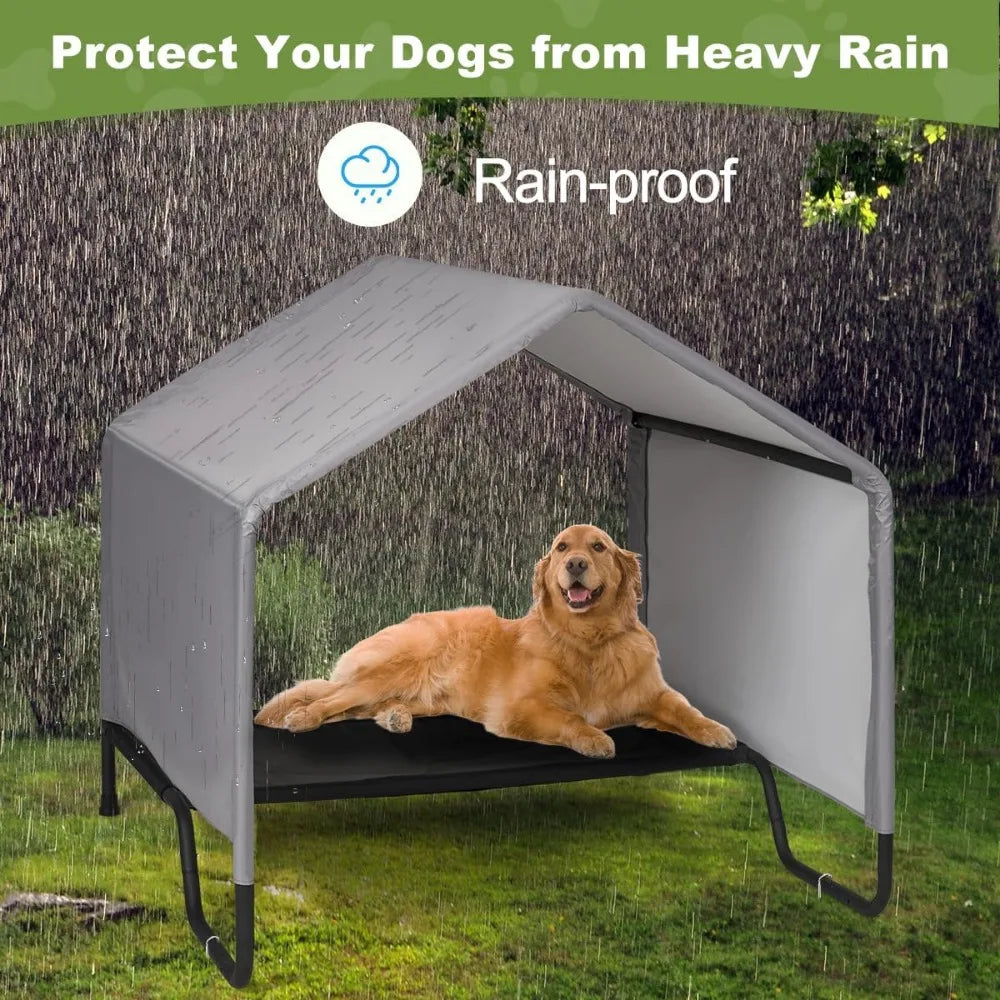 Outdoor Dog Bed With Canopy Shelter For Outdoor Use Waterproof Sun Protection For All Weather